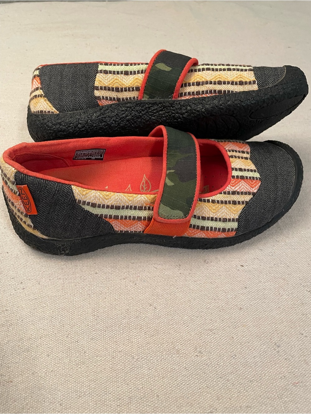 Keen Women’s Mary Jane Canvas Shoes, Colors of Orange, Gray, Green and Yellow - Picture 11 of 15